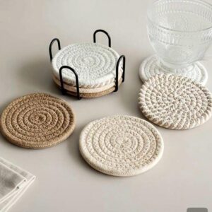 Posavasos Tejidos Artesanales con Soporte COLOR NUDE