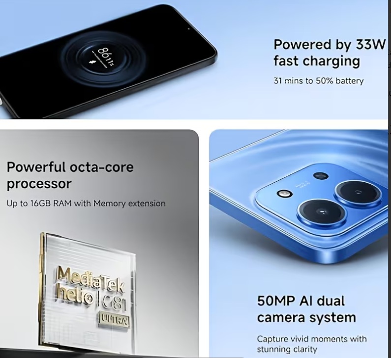 Smartphone XIAOMI Redmi 15C 8+256GB, Pantalla de 6.9" HD+ 120Hz, Cámara de 50MP, Procesador Octa-Core, Batería de 6000mAh con Carga Rápida de 33W - Imagen 6