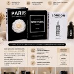 SET DE 3 LIBROS DECORATIVOS – PARIS, NEW YORK & LONDON ✨